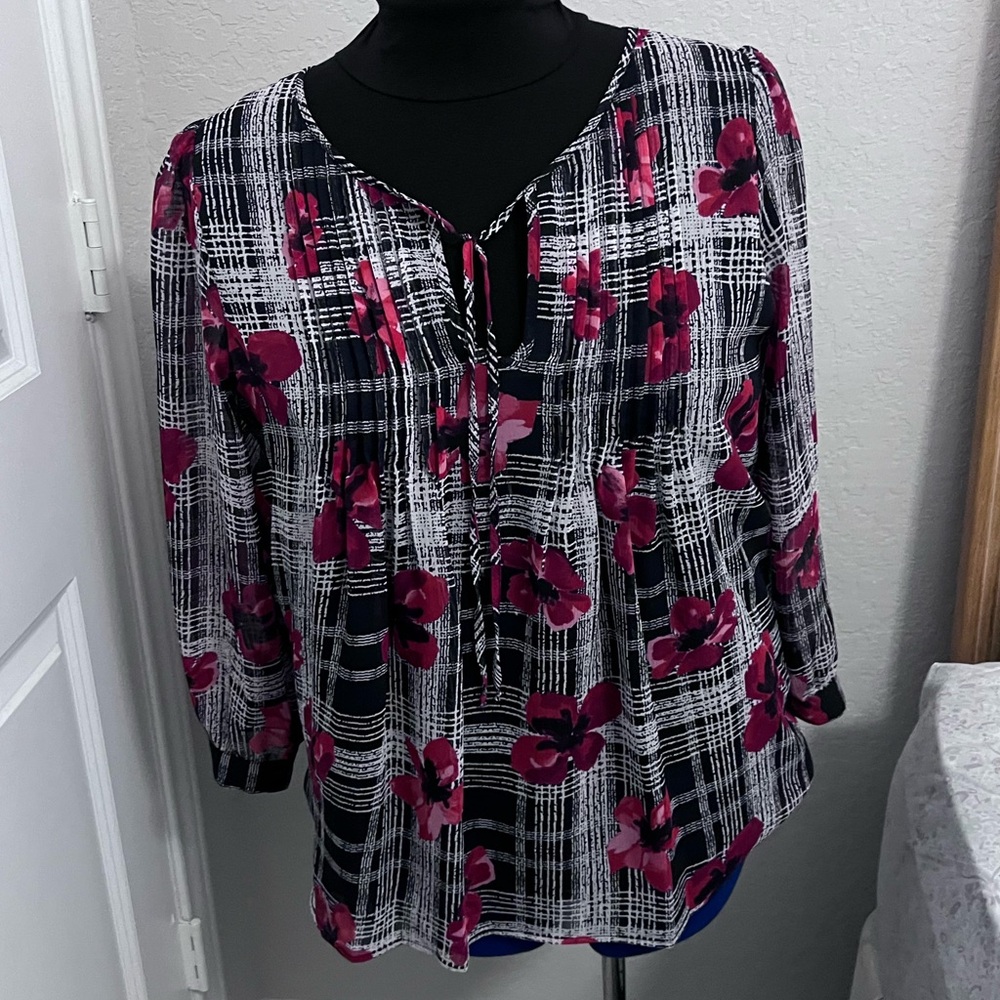 Tommy Hilfiger Floral Plaid Women's Top